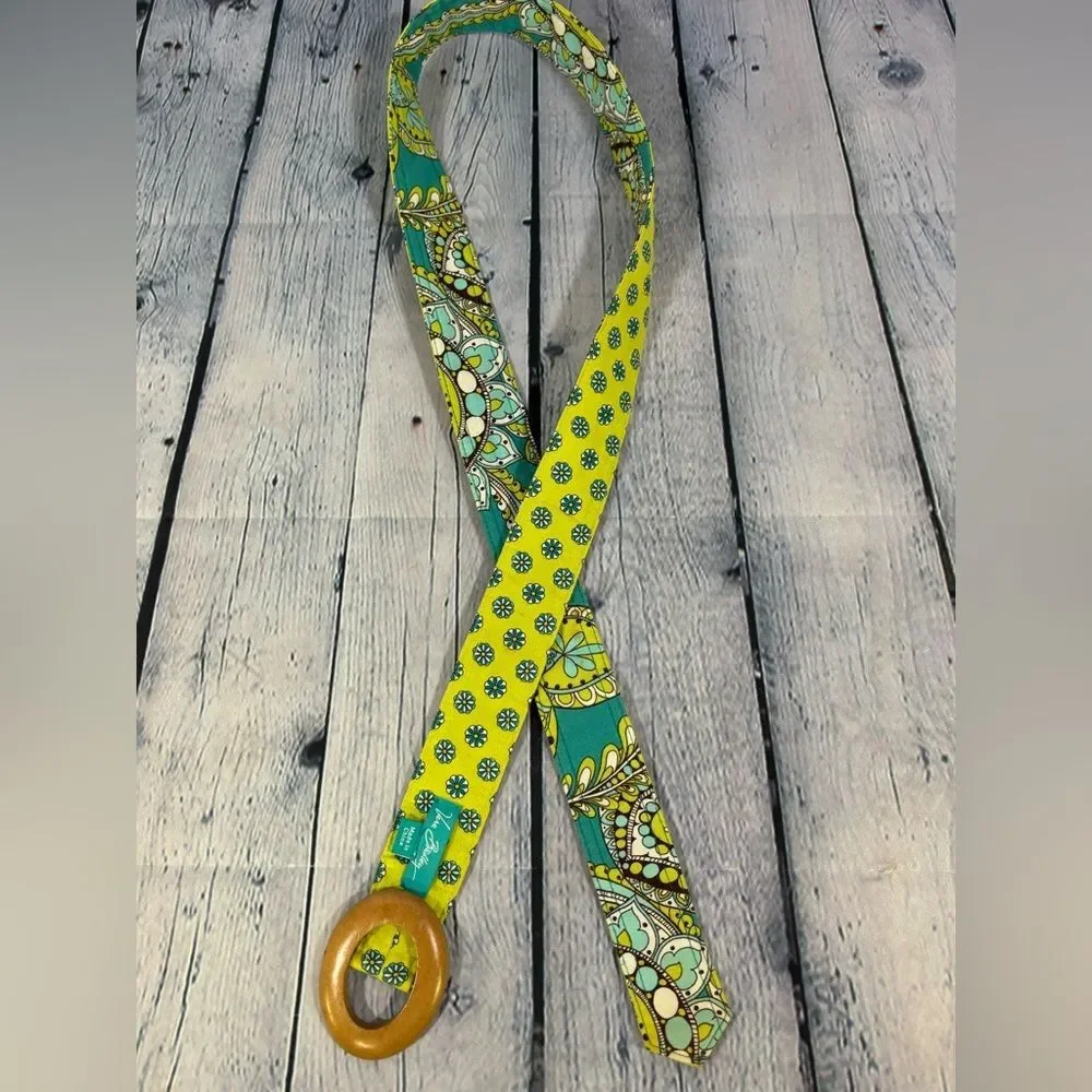 Vera Bradley Classic Peacock Preppy Cottagecore Reversible Wooden Buckle Belt